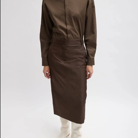 Tibi Dresses & Skirts - Tibi Eco Nylon Midi Trouser Skirt NWT 10 Brown